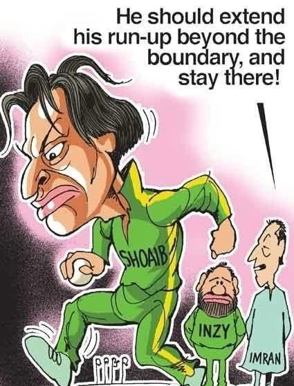 Pakistani Cricket Players Imran Khan Comments Shoaib Akhtar Extend His Run-up funny cartoon images, pictures, cartoons
